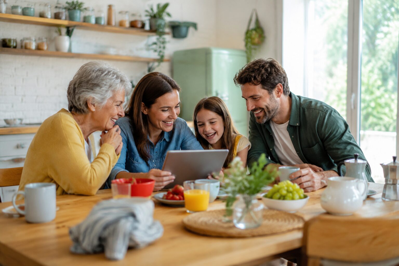 A family enjoying a personal video together