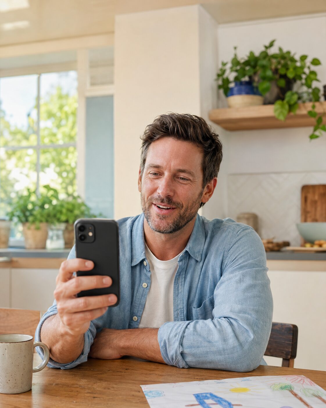 A father recording a warm personal message at home